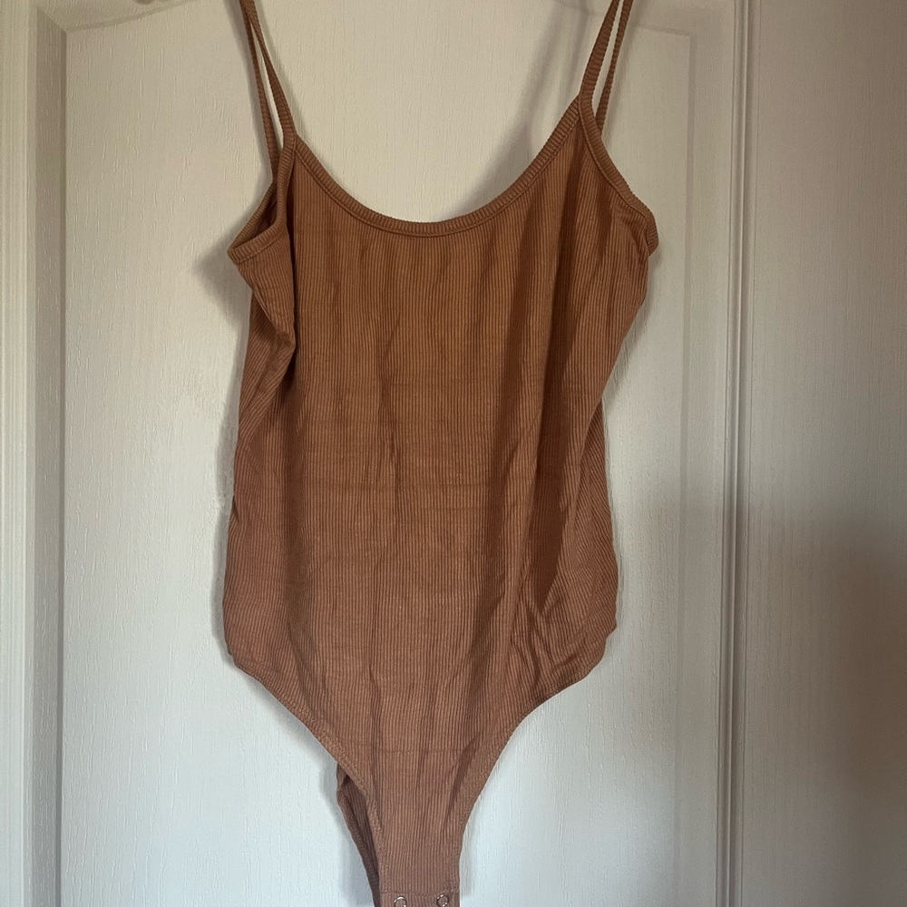 2/$15 - Double Zero’s Tan One Piece bodysuit